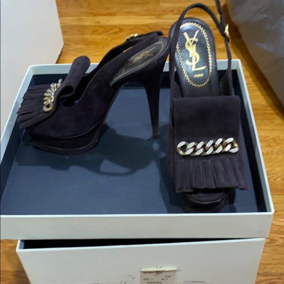 YSL tribute suede sling back pumps sz 35 - Picture 2 of 7